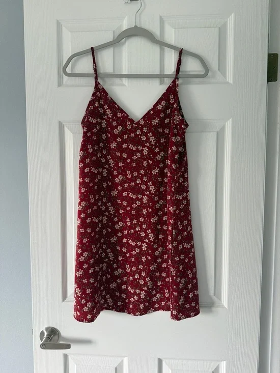SHEIN Burgundy Floral Mini Dress - Picture 1 of 2